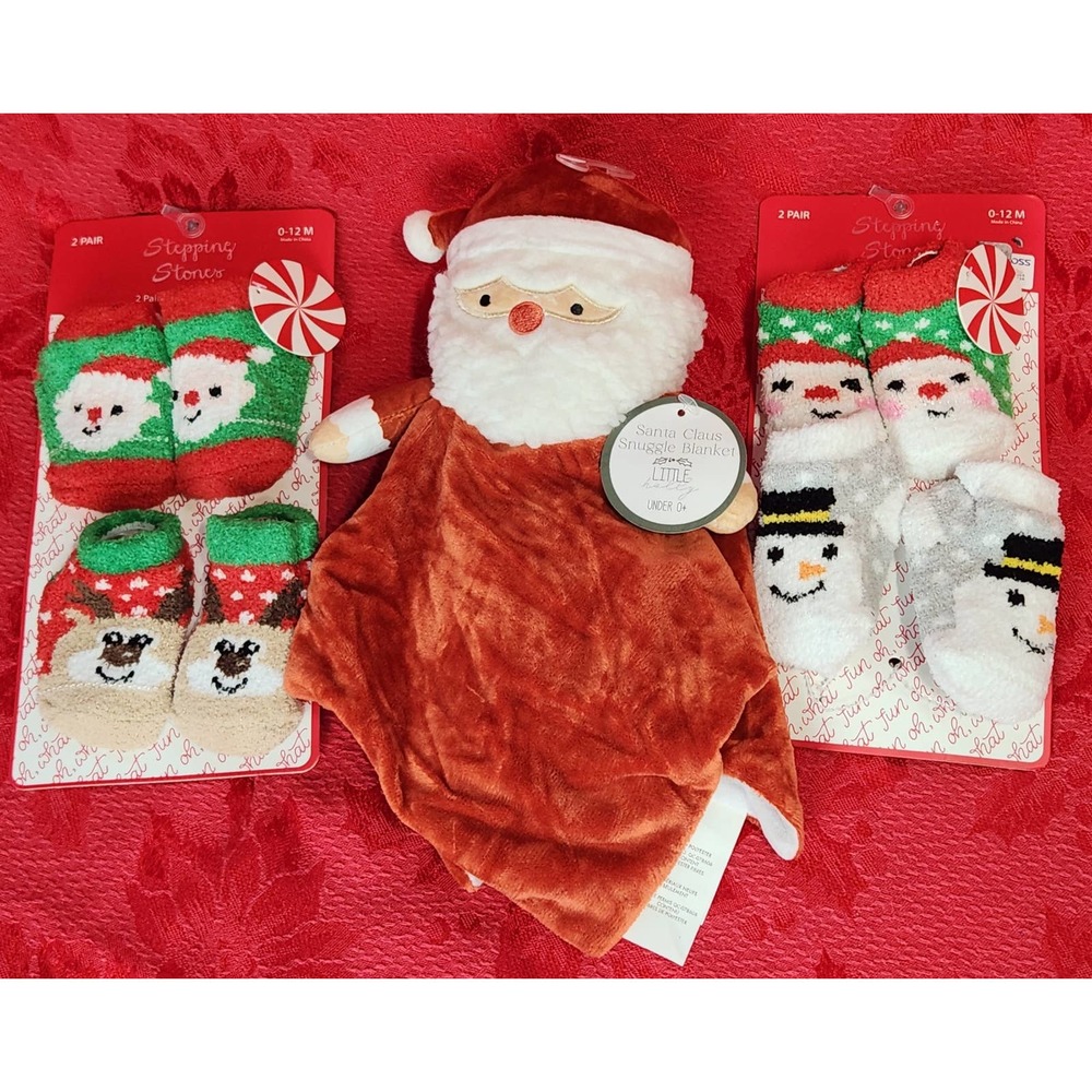 Newborn 3 Months Christmas Socks Santa Plush Stocking Stuffers‎